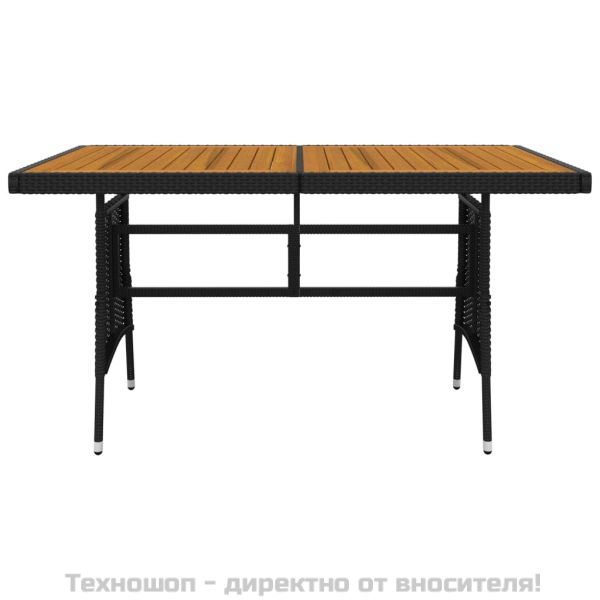 Градински трапезен комплект, 7 части, полиратан, черен