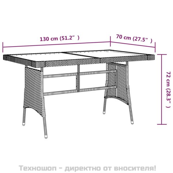 Градински трапезен комплект, 7 части, полиратан, черен
