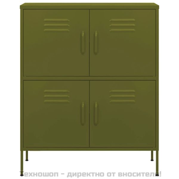 Шкаф за съхранение, маслиненозелен, 80х35х101,5 см, стомана