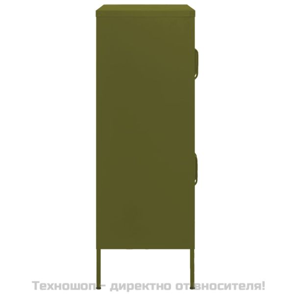Шкаф за съхранение, маслиненозелен, 80х35х101,5 см, стомана