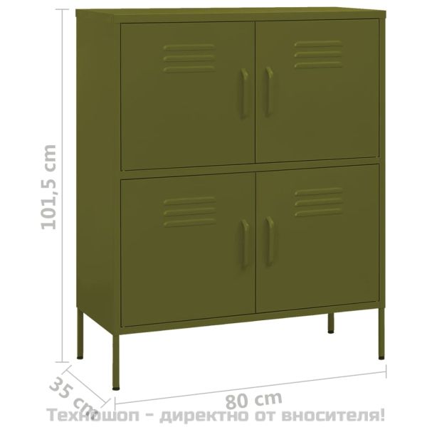 Шкаф за съхранение, маслиненозелен, 80х35х101,5 см, стомана