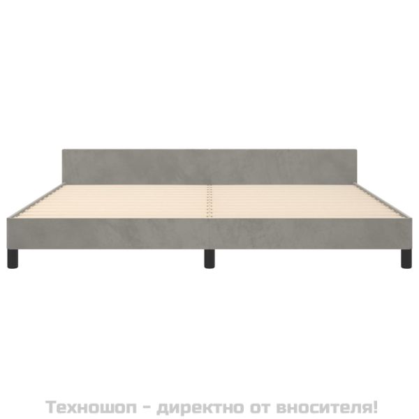 Рамка за легло без матрак, светлосива, 200x200 см, кадифе