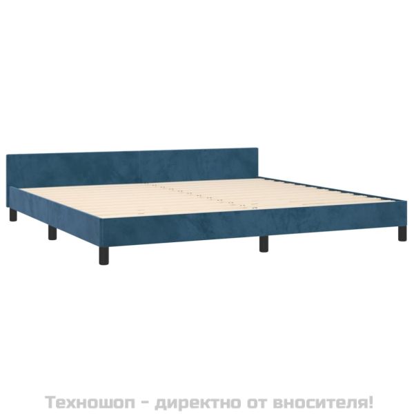 Рамка за легло без матрак, тъмносиня, 200x200 см, кадифе