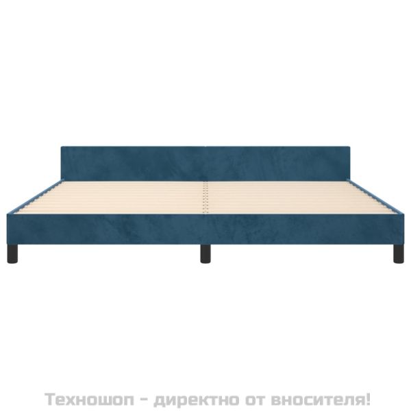 Рамка за легло без матрак, тъмносиня, 200x200 см, кадифе