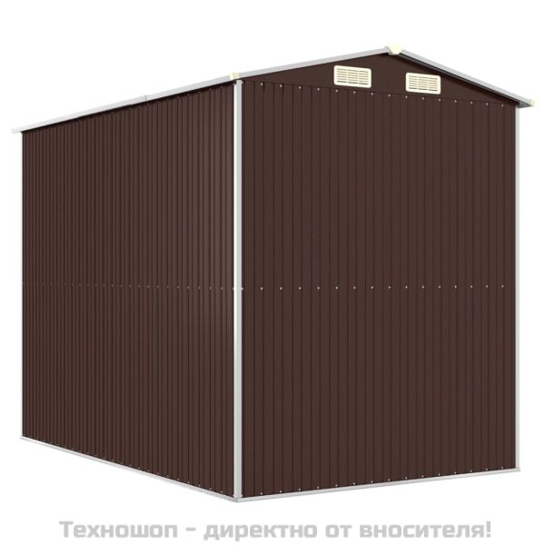 Градински навес тъмнокафяв 192x274x223 см поцинкована стомана