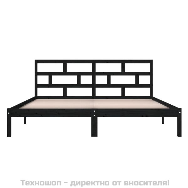 рамка за легло черно 135x190 см Double масивно дърво