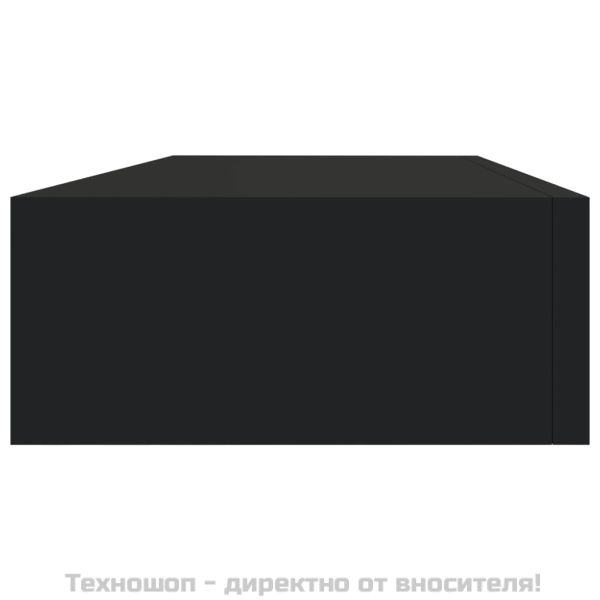 Стенни рафтове с чекмеджета, 2 бр, черни, 60x23,5x10 см, МДФ