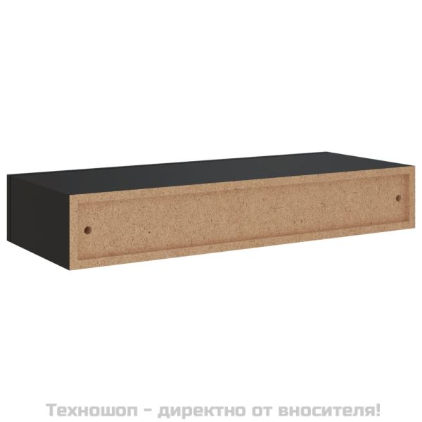 Стенни рафтове с чекмеджета, 2 бр, черни, 60x23,5x10 см, МДФ