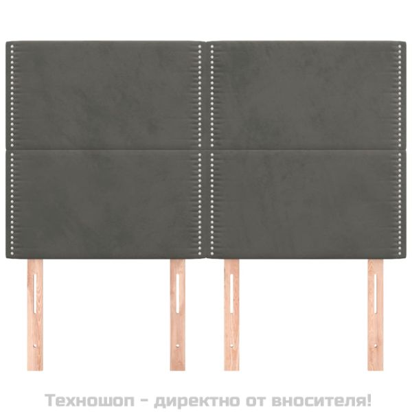 Табла за легло, тъмносива, 144x5x118/128 см, кадифе