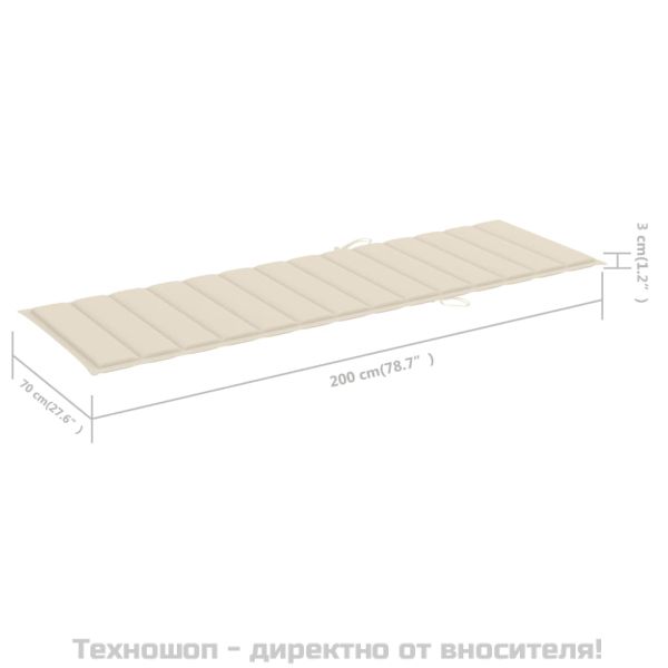 Шезлонг с кремава възглавница, импрегнирана борова дървесина