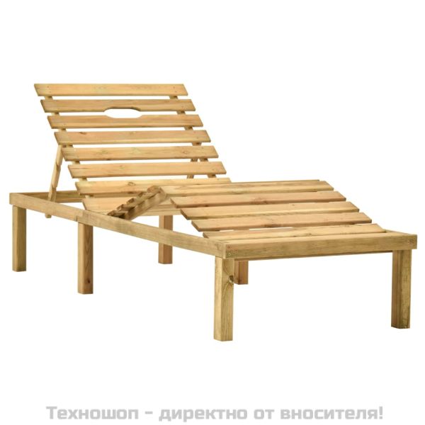 Градински шезлонг с масичка и шалте, импрегнирано борово дърво