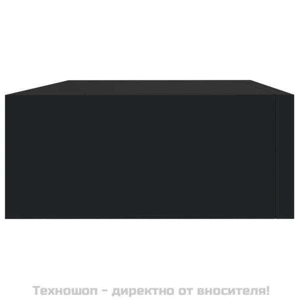 Стенни рафтове с чекмеджета, 2 бр, черни, 40x23,5x10 см, МДФ