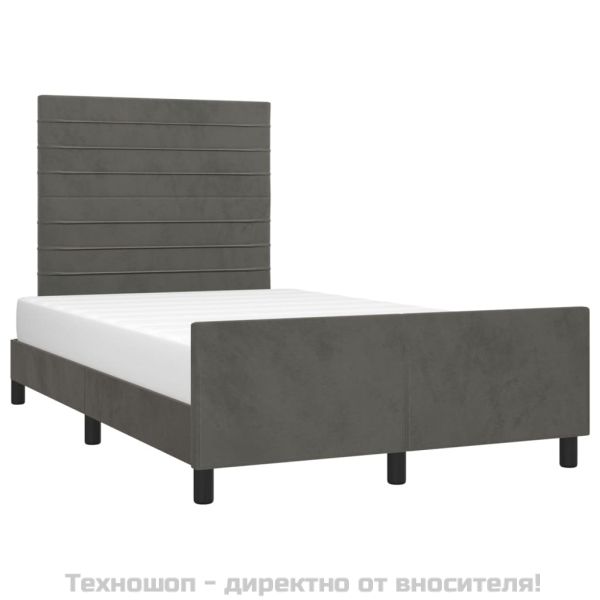 Рамка за легло без матрак, тъмносива, 120x200 см, кадифе