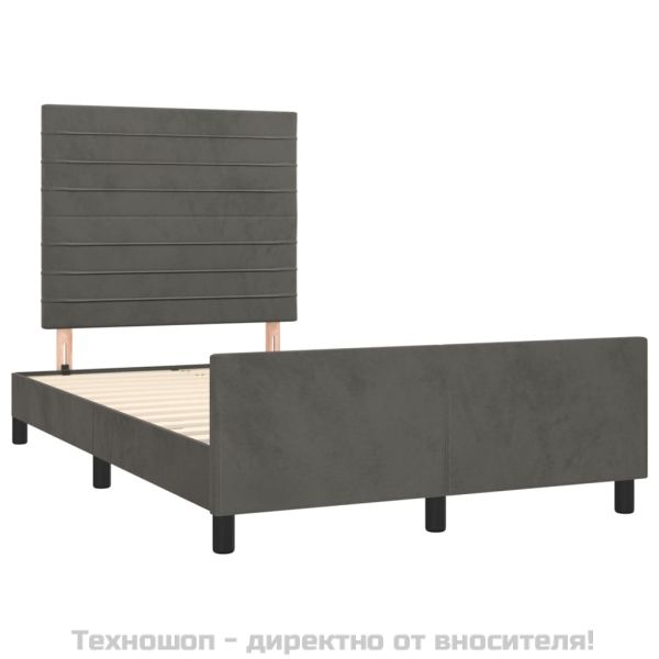 Рамка за легло без матрак, тъмносива, 120x200 см, кадифе