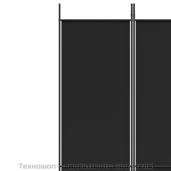Параван за стая, 5 панела, черен, 250x220 см, текстил