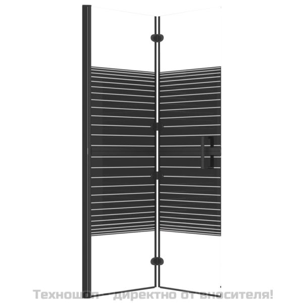 Сгъваем душ параван, ESG стъкло, 100x140 см, черен