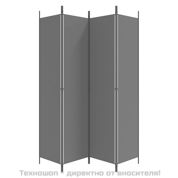 Параван за стая, 4 панела, антрацит, 200x220 cм, текстил