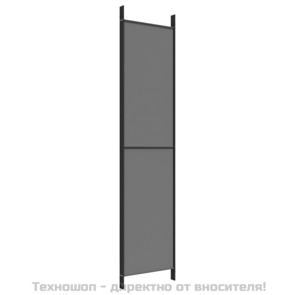 Параван за стая, 4 панела, антрацит, 200x220 cм, текстил