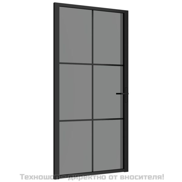 Интериорна врата, 102,5x201,5 см, черна, ESG стъкло и алуминий