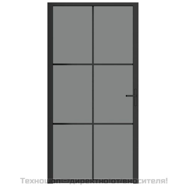 Интериорна врата, 102,5x201,5 см, черна, ESG стъкло и алуминий