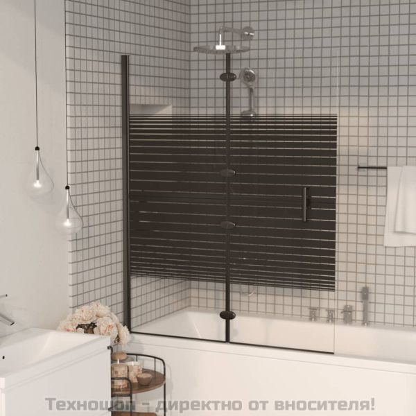Сгъваем душ параван, ESG стъкло, 120x140 см, черен
