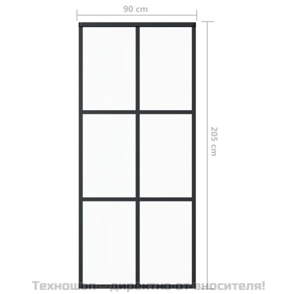 Плъзгаща се врата с механизъм, ESG стъкло и алуминий, 90x205 см