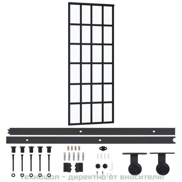 Плъзгаща се врата с механизъм, ESG стъкло и алуминий, 76x205 см