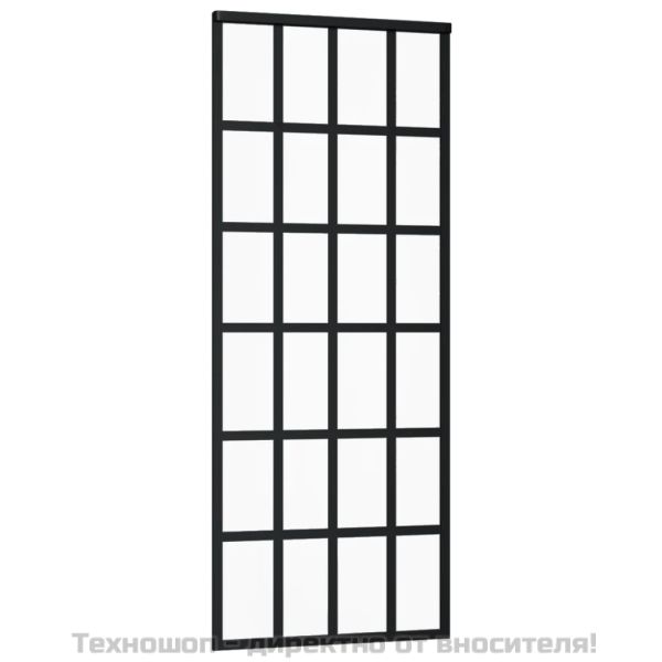 Плъзгаща се врата с механизъм, ESG стъкло и алуминий, 76x205 см