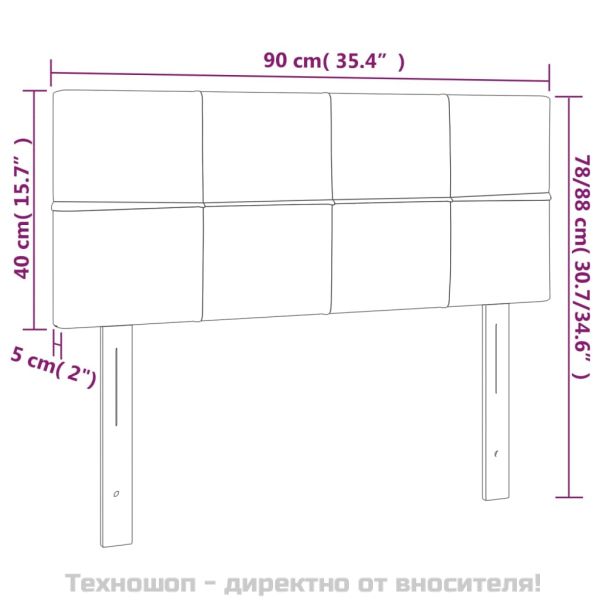 Горна табла за легло, светлосива, 90x5x78/88 см кадифе