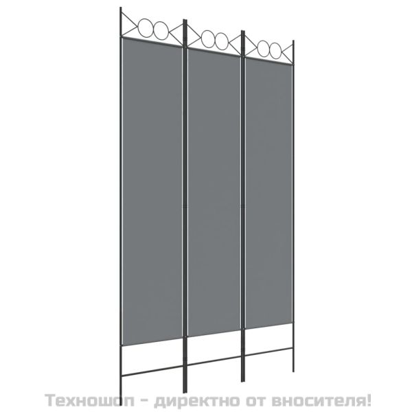 Параван за стая, 3 панела, антрацит, 120x200 cм, текстил