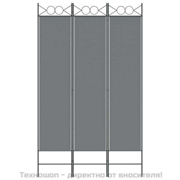 Параван за стая, 3 панела, антрацит, 120x200 cм, текстил