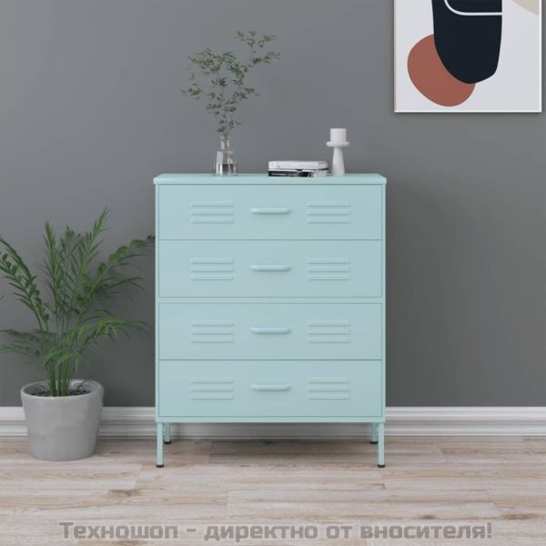 Шкаф с чекмеджета, мента, 80х35х101,5 см, стомана