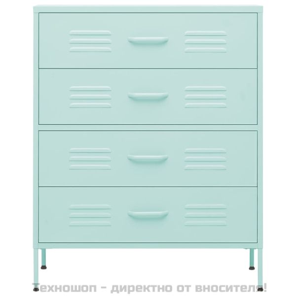 Шкаф с чекмеджета, мента, 80х35х101,5 см, стомана