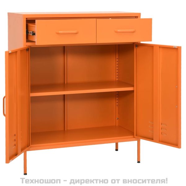 Шкаф за съхранение, оранжев, 80х35х101,5 см, стомана