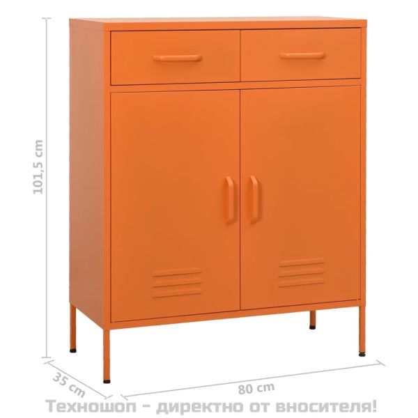 Шкаф за съхранение, оранжев, 80х35х101,5 см, стомана
