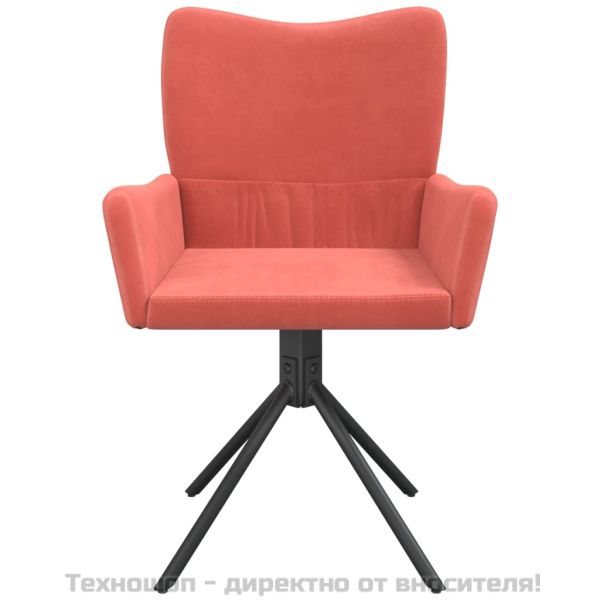 Въртящи трапезни столове, 2 бр, розови, кадифе
