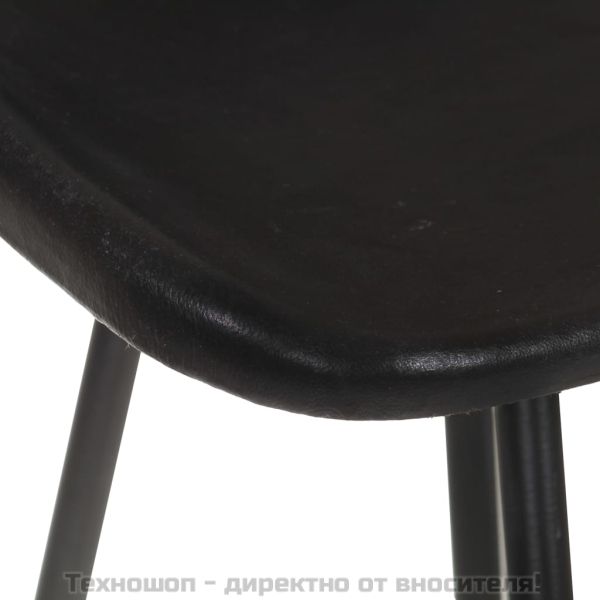 Бар табуретки, 4 бр, черни, естествена кожа