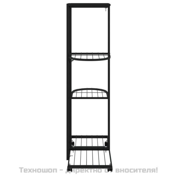 4-етажна стойка за цветя на колела, 44x23x80 см, черна, желязо