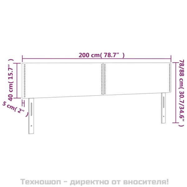 Табла за легло, тъмносива, 200x5x78/88 см, кадифе