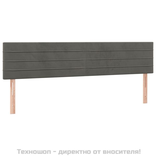 Горни табли за легло, 2 бр, тъмносиви, 100x5x78/88 см, кадифе