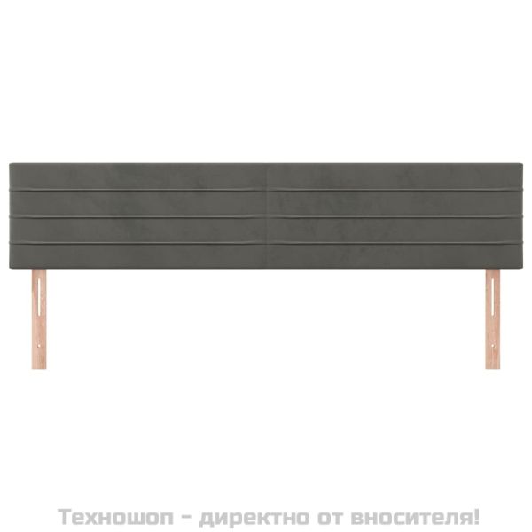 Горни табли за легло, 2 бр, тъмносиви, 100x5x78/88 см, кадифе