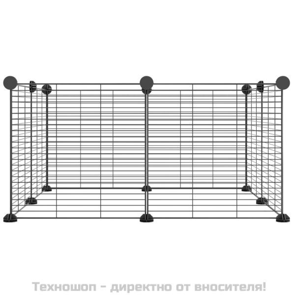 8-панелен кът за домашни любимци, черен, 35x35 см, стомана