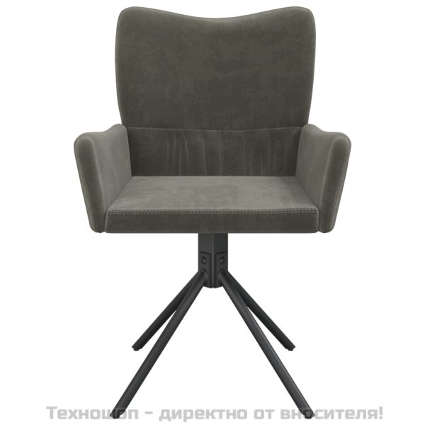 Въртящи се трапезни столове, 2 бр, тъмносиви, кадифе
