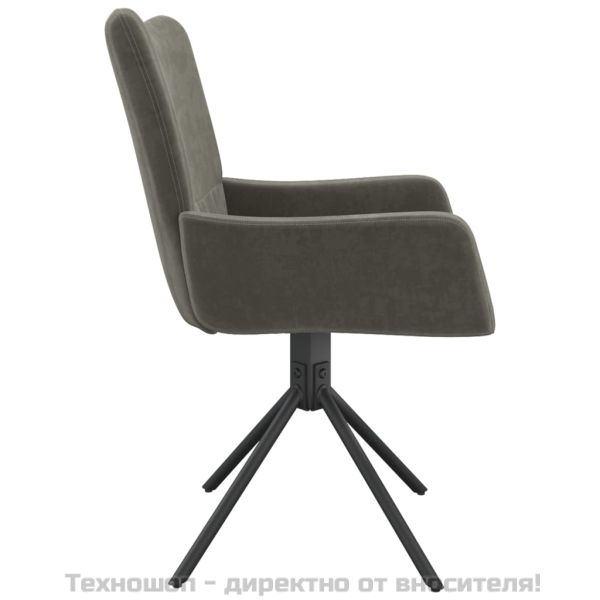 Въртящи се трапезни столове, 2 бр, тъмносиви, кадифе