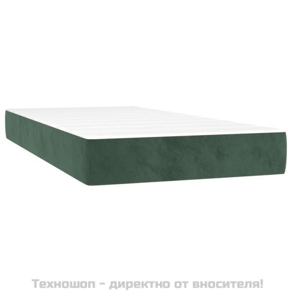 Матрак за легло с покет пружини средна твърдост тъмнозелен 100x200x20 см кадифе