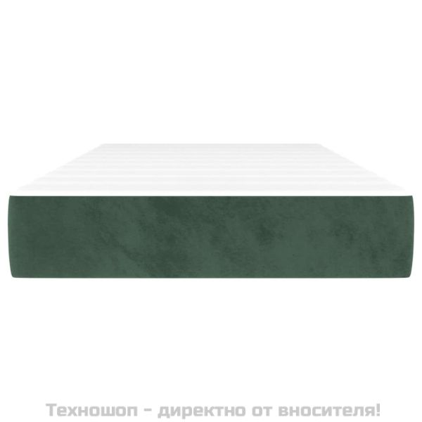 Матрак за легло с покет пружини средна твърдост тъмнозелен 100x200x20 см кадифе