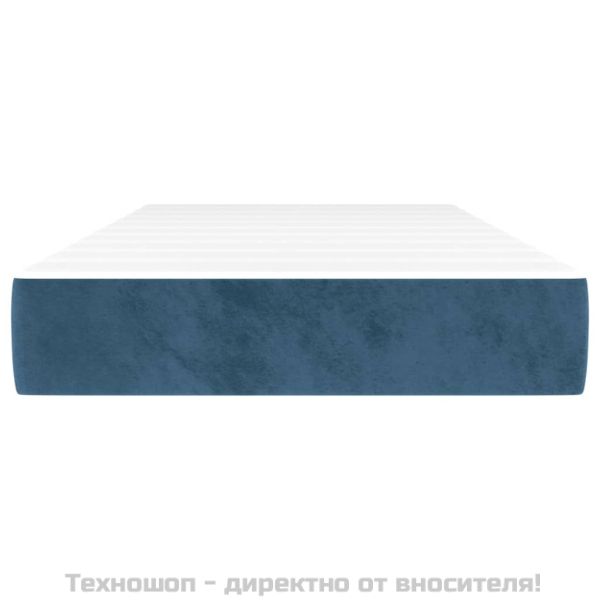 Матрак за легло с покет пружини средна твърдост тъмносин 100x200x20 см кадифе