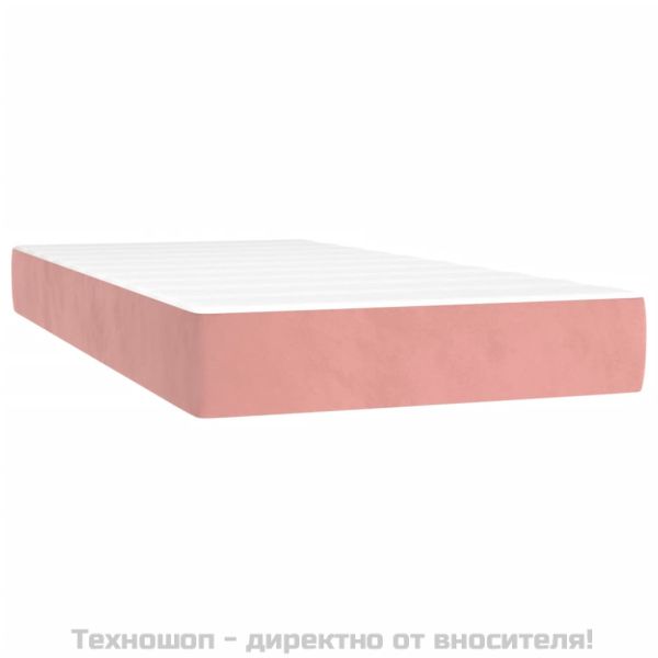 Матрак за легло с покет пружини средна твърдост розов 100x200x20 см кадифе