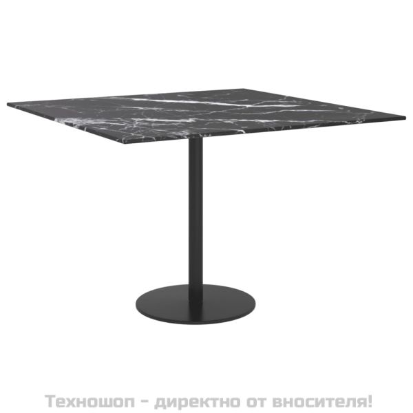 Плот за маса черен 60x60см 6мм закалено стъкло мраморен дизайн