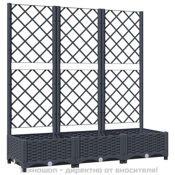 Градински сандък с пергола, синьо сив, 120x40x121,5 см, PP